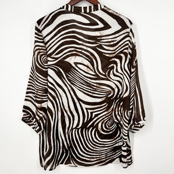 Chico’s Sheer Zebra Women’s Size 2 or Medium Hidden Button Blouse Shirt Top - Picture 4 of 4